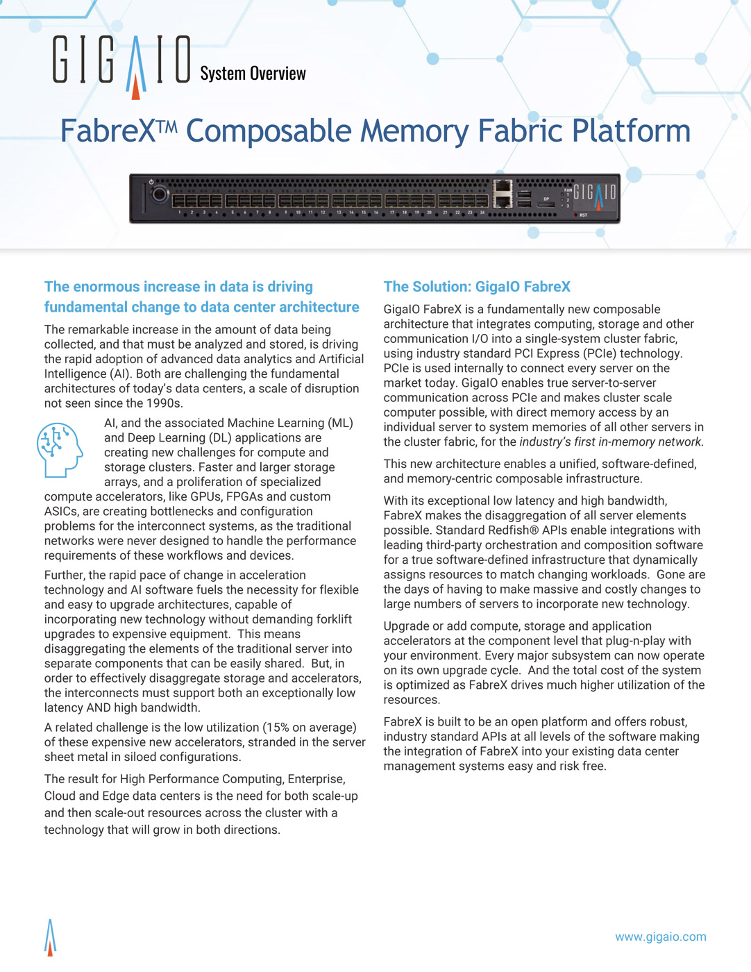 GigaIO FabreX Composable Memory Fabric Platform System Overview