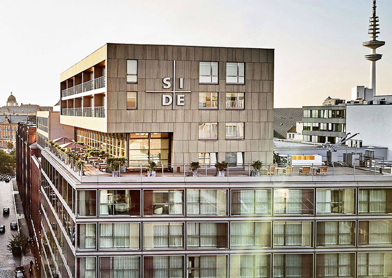 View of SIDE Design Hotel in Hamburg Germany