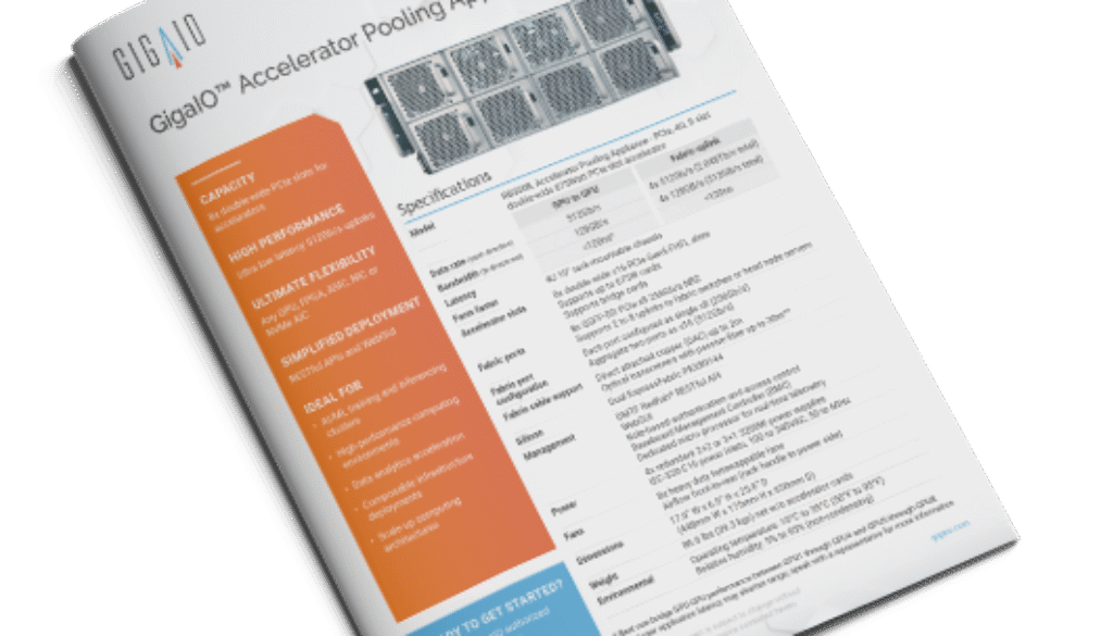 GigaIO Data Sheet for Accelerator Pooling Appliance - PCIe